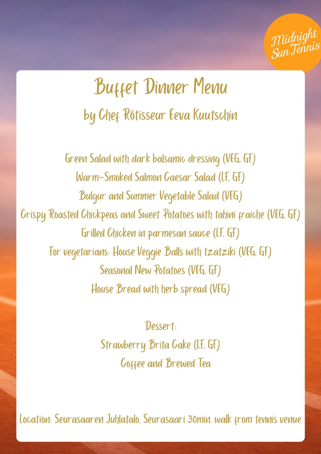 Buffet Dinner by Chef Rôtisseur Eeva Kuutschin